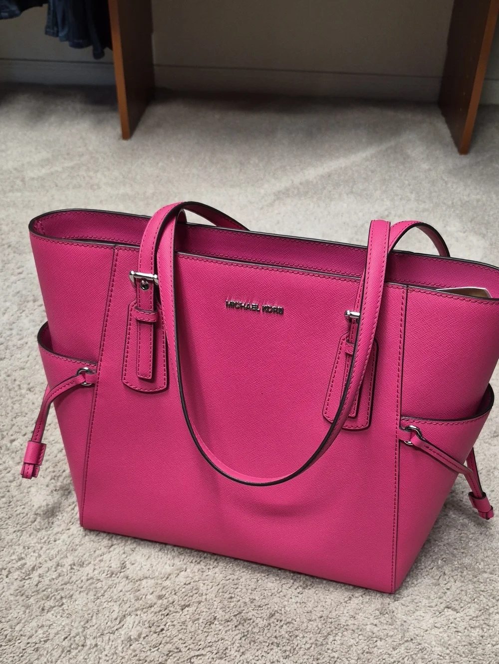 Michael Kors Hot Pink Saffiano Tote NWT - Picture 1 of 6